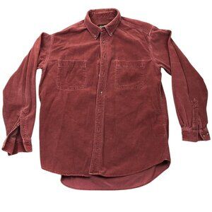 Eddie Bauer Men's Corduroy Shirt Large Long Sleeve Button Down Casual Red